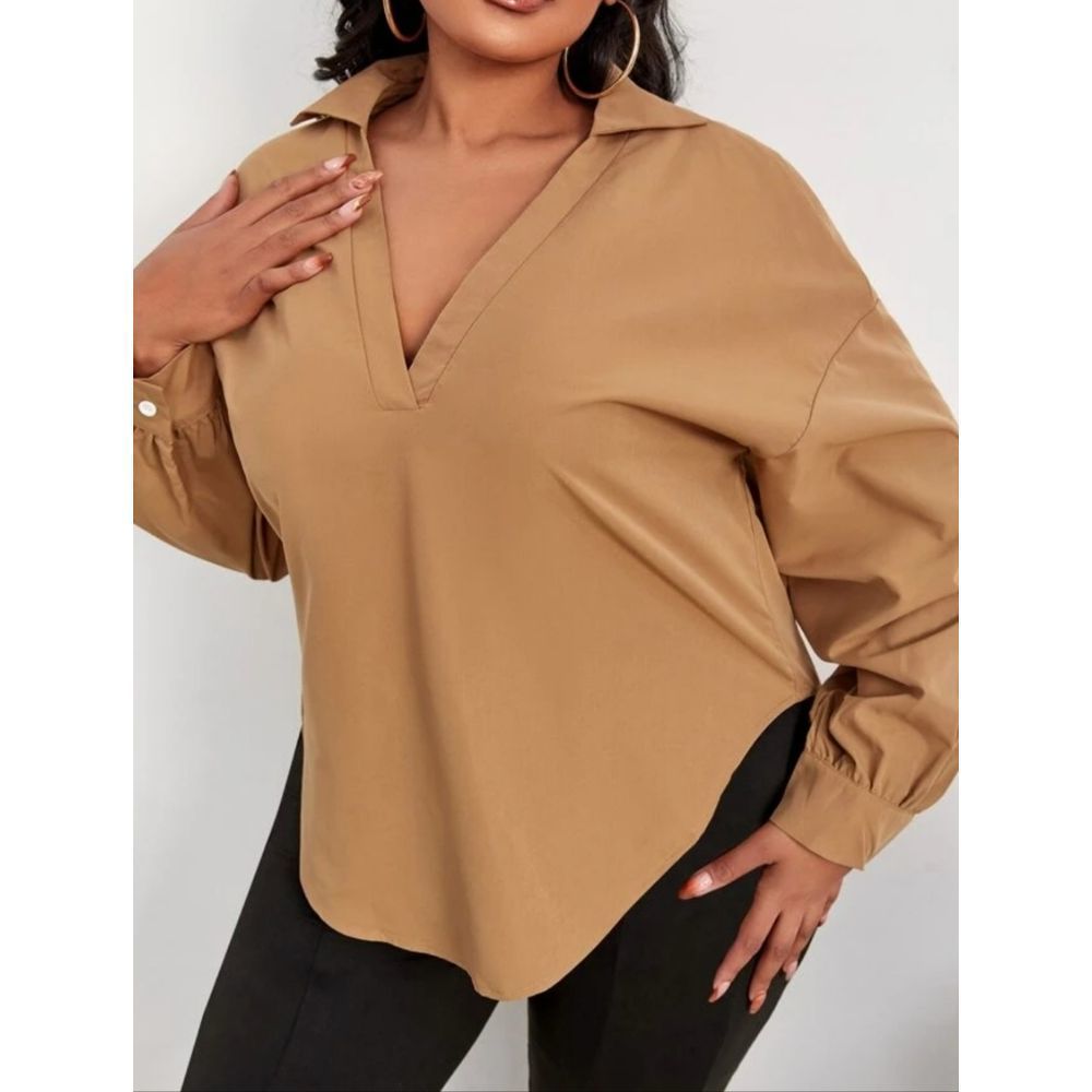 2/$30 Women's V-Neck Drop Shoulder Blouse Plus Size 2XL
